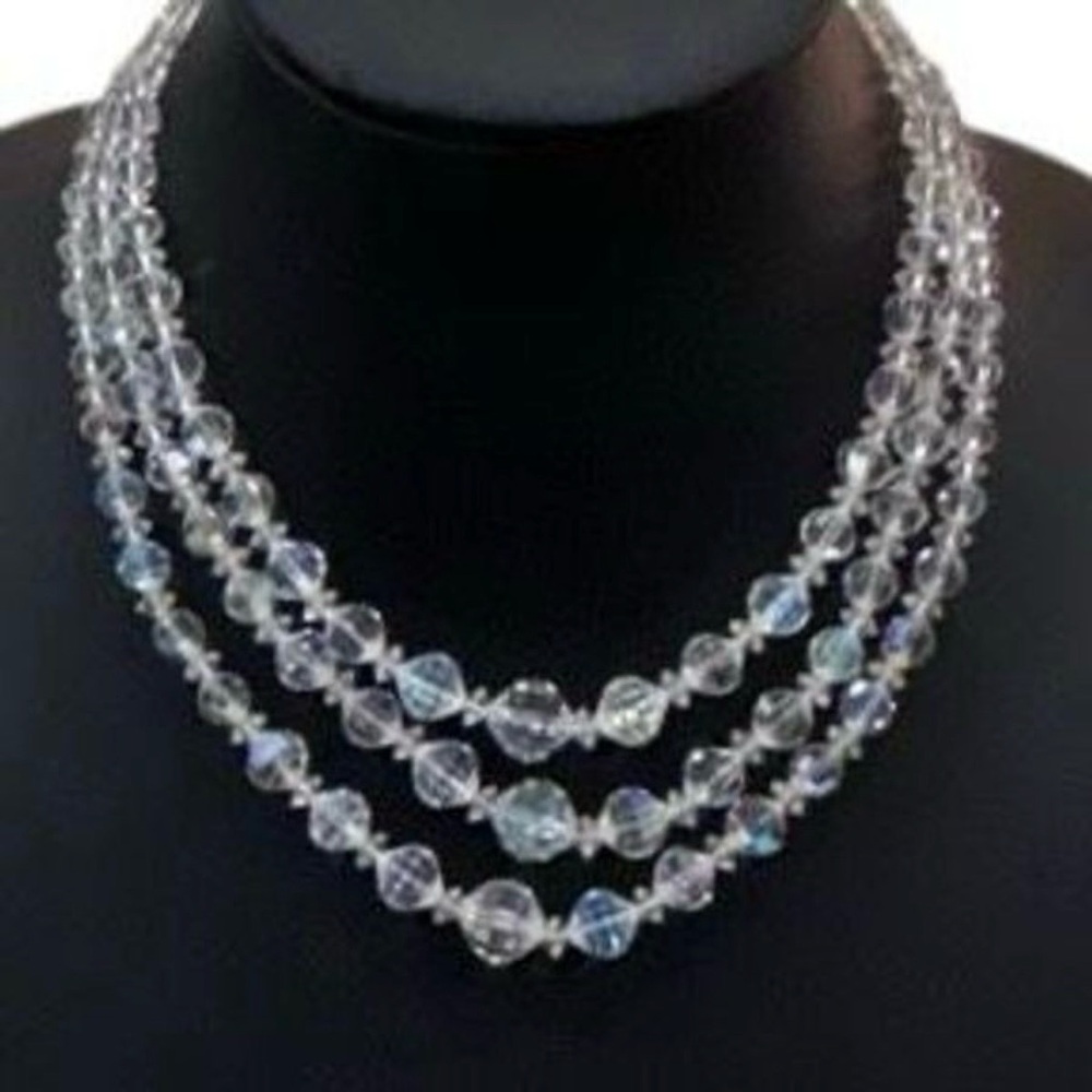 Vintage Laguna Layered Necklace 14"-16” 3” ext. AB
Aurora Borealis Triple Strand - Picture 2 of 9
